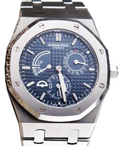 Royal Oak Dual Time 39mm  in Steel on Steel Bracelet with Blue Grand Tapisserie Dial