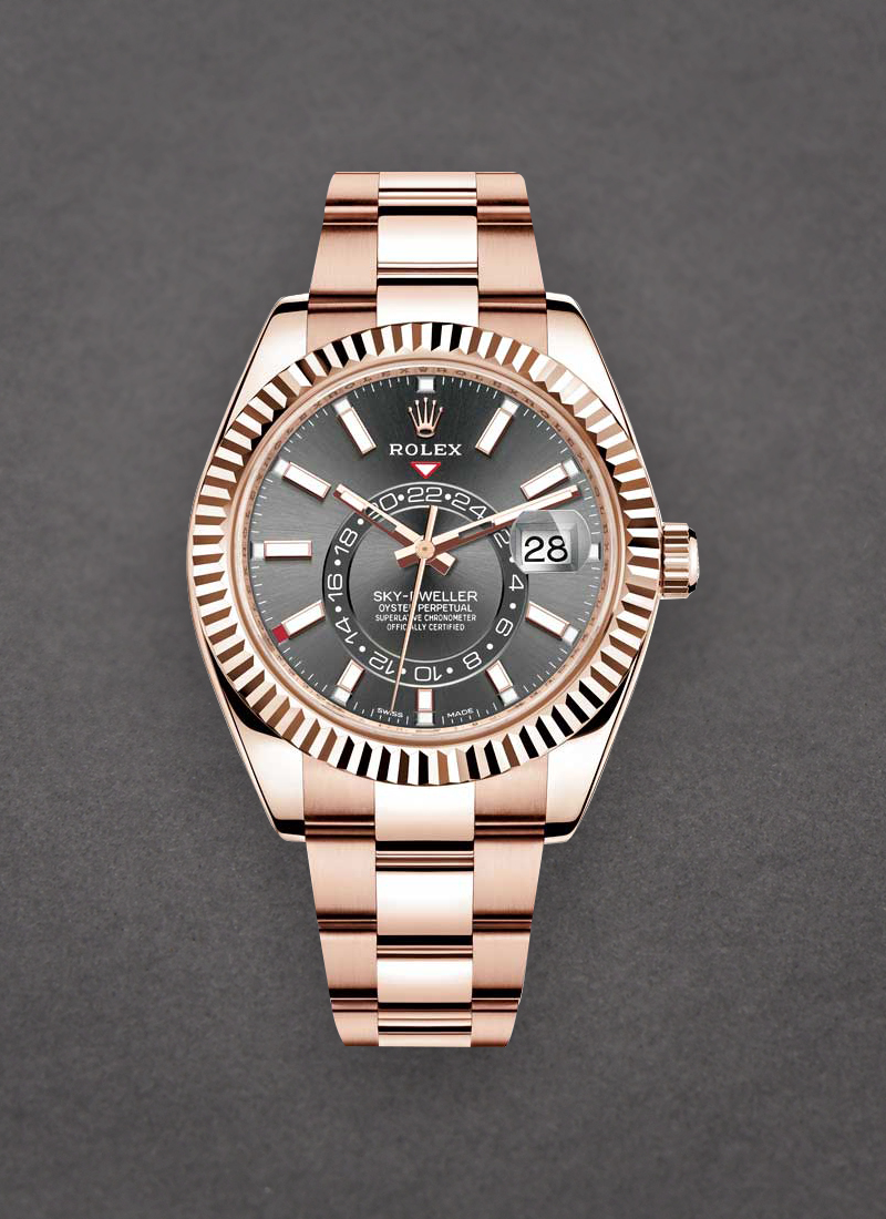 Rolex Unworn Sky Dweller 42mm in Rose Gold with Fluted Bezel