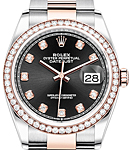 Datejust in Steel with Diamond Bezel on Steel and Rose Gold Oyster Bracelet with Black Diamond Dial