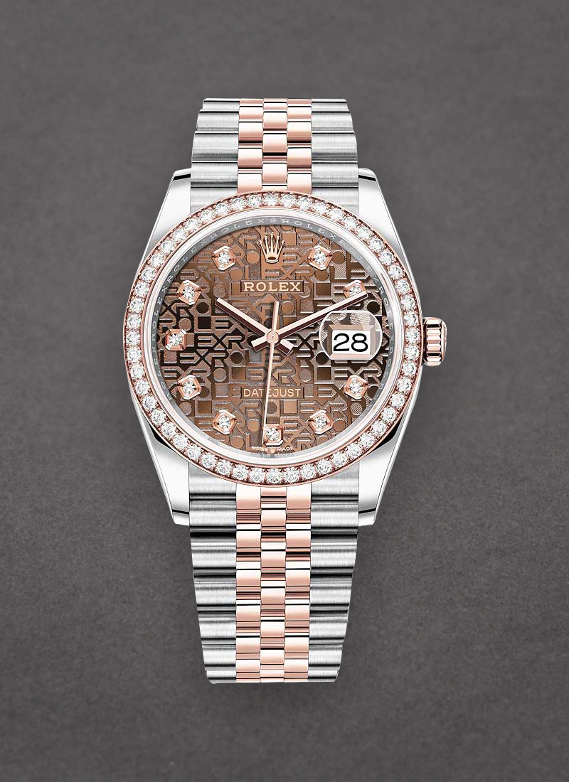 Rolex Unworn Datejust 36mm in Steel with Rose Gold Diamond Bezel