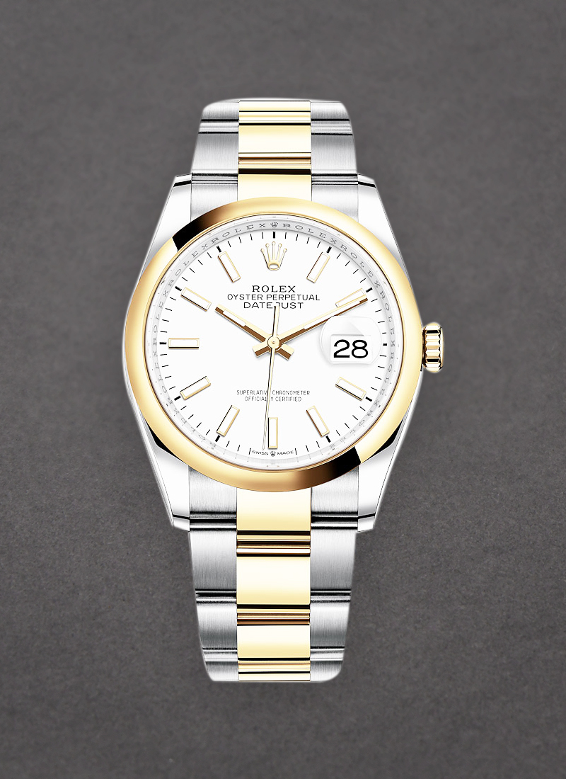 Rolex Unworn Datejust 36mm in Steel with Yellow Gold Smooth Bezel