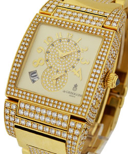 Uno Dual Time with Factory Diamond Case  Yellow Gold on Yellow Gold Diamond  Bracelet with Ivory Dial 