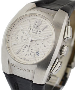 Ergon Chronograph in Steel on Black Leather with White Dial