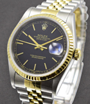 2-Tone Datejust 36mm with Jubilee Bracelet - Fluted Bezel Black Stick Dial - Circa 1995