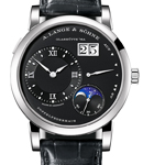 Lange 1 Moonphase in White Gold On Black Crocodile Leather Strap with Black Dial