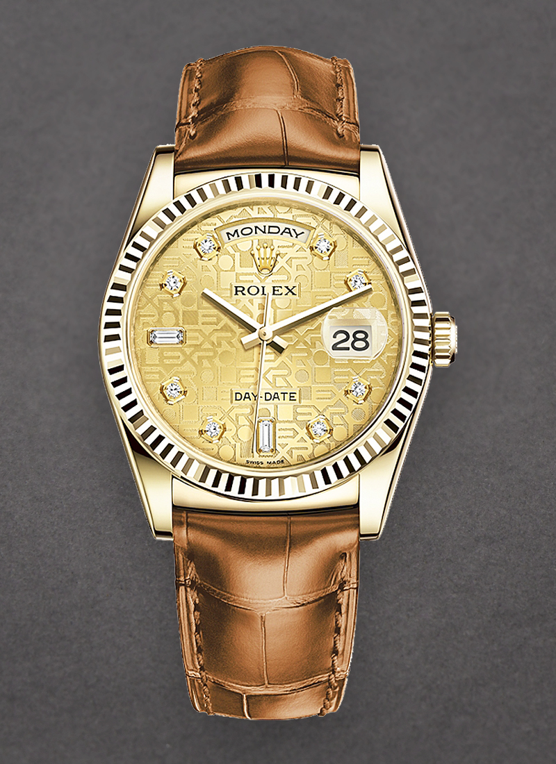 Rolex Unworn President Day-Date 36mm in Yellow Gold with Fluted Bezel