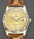 President Day-Date 36mm in Yellow Gold with Fluted Bezel on Strap with Champagne Jubilee Diamond Dial
