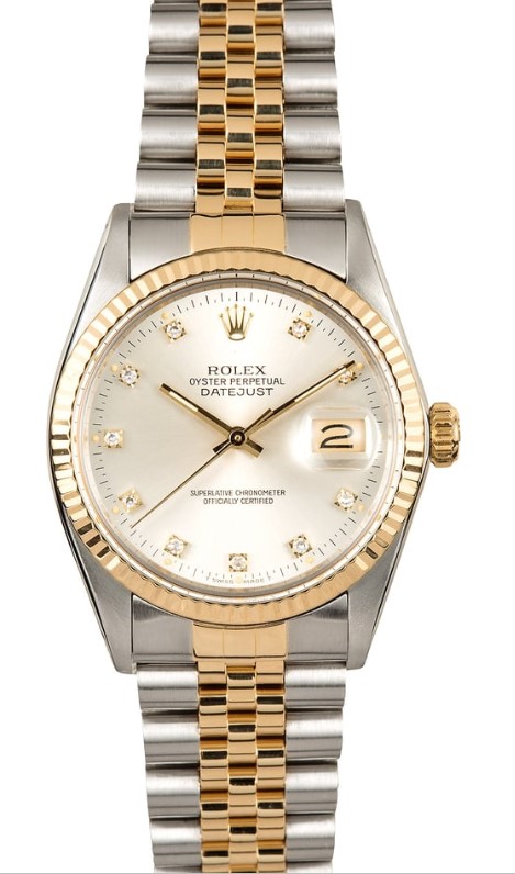 2-Tone Datejust 36mm Men's on Jubilee Bracelet with Silver Diamond Dial