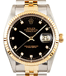 Datejust 2-Tone 36mm with Fluted Bezel  on Jubilee Bracelet with Black Diamond Dial