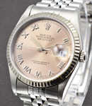 Datejust 36mm with White Gold Fluted Bezel on Jubilee Bracelet with Pink Roman Dial