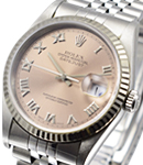 Datejust 36mm with White Gold Fluted Bezel on Jubilee Bracelet with Pink Roman Dial