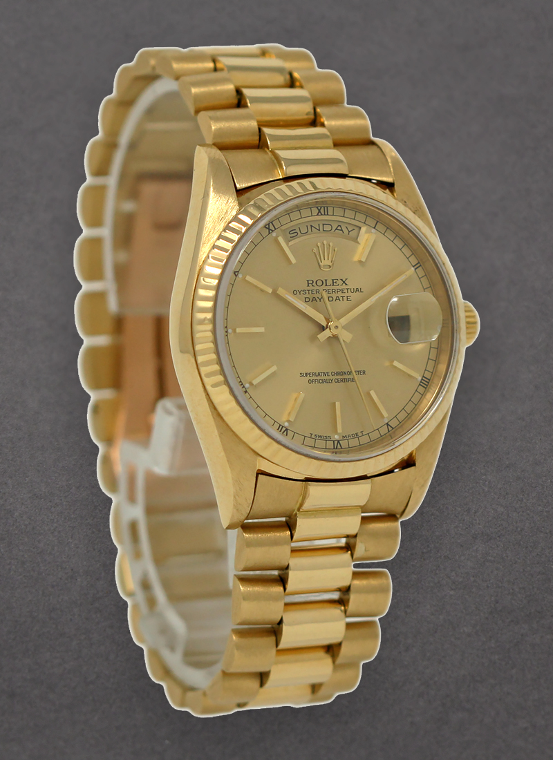 Pre-Owned Rolex President - 36mm - Yellow Gold - Fluted Bezel