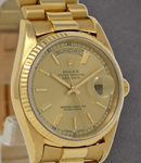 President - 36mm - Yellow Gold - Fluted Bezel on Bracelet with Champagne Stick Dial