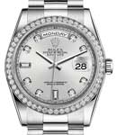 President Day Date 36mm in Platinum with Diamond Bezel on President Bracelet with Silver Diamond Dial