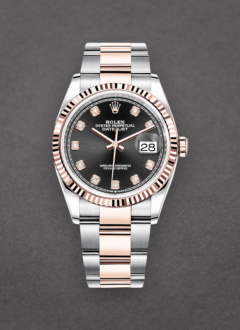 Rolex Unworn Datejust in Steel with Rose Gold Fluted Bezel