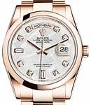 President Day Date 36mm in Rose Gold with Smooth Bezel  on Oyster Bracelet with Meteorite Diamond Dial