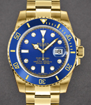 Submariner 40mm in Yellow Gold with Blue Ceramic Bezel on Oyster Bracelet with Blue Diamond Dial