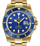 Submariner 40mm in Yellow Gold with Blue Ceramic Bezel on Oyster Bracelet with Blue Diamond Dial