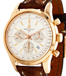 Transocean Chronograph 38mm in Rose Gold on Brown Crocodile Leather Strap with Silver Dial