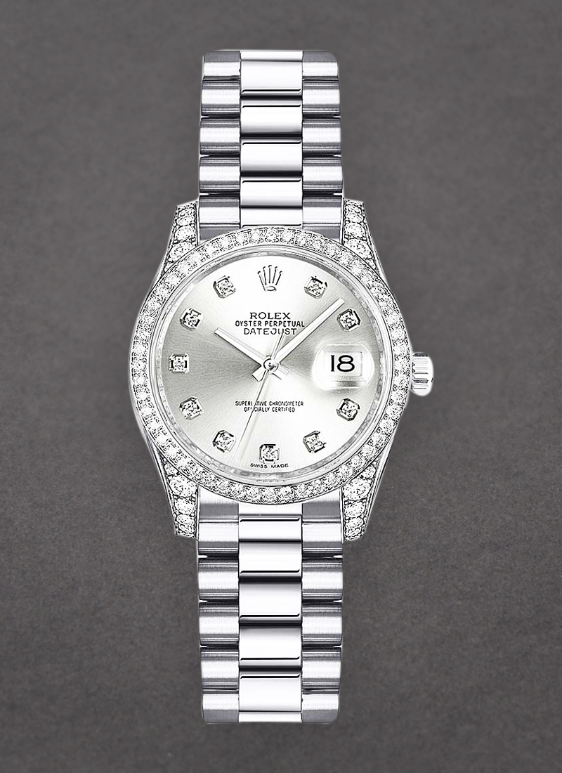 Pre-Owned Rolex Ladies President in White Gold with Diamond Bezel