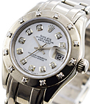 Masterpiece Lady's in White Gold with 12 Diamond Bezel on Pearlmaster Bracelet with White MOP Diamond Dial