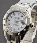 Masterpiece Lady's in White Gold with 12 Diamond Bezel on Pearlmaster Bracelet with White MOP Diamond Dial