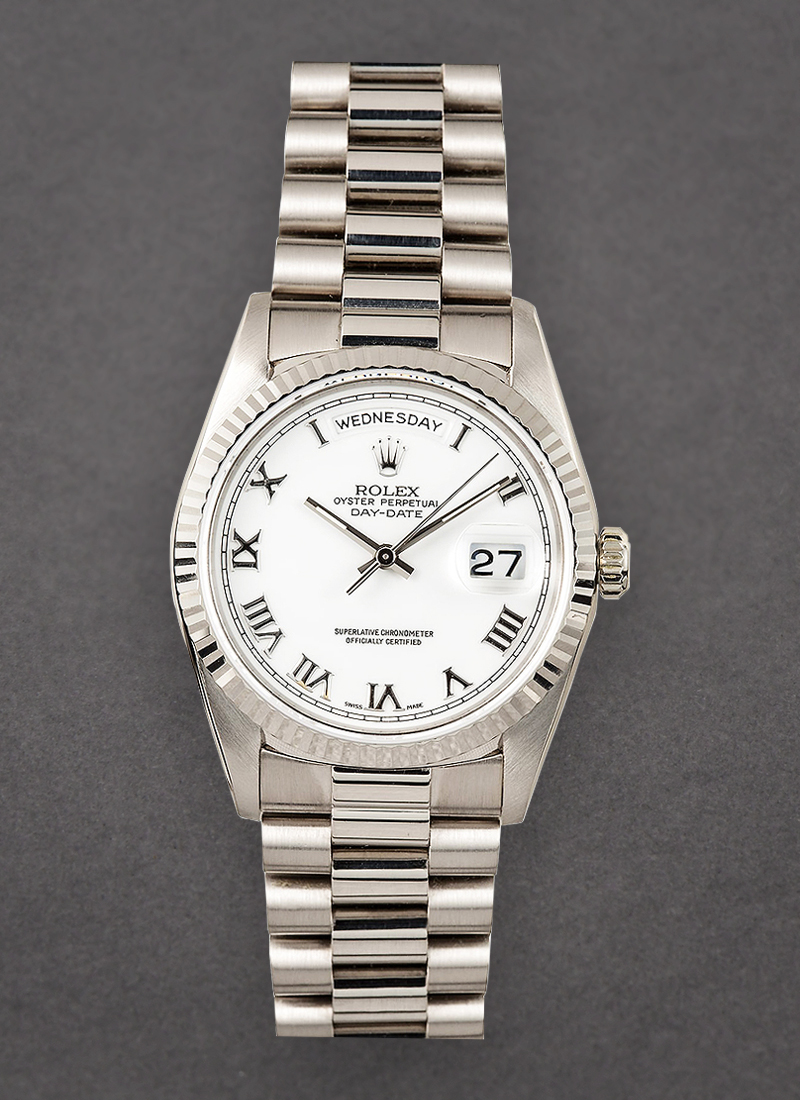 Pre-Owned Rolex President 36mm in White Gold with Fluted Bezel