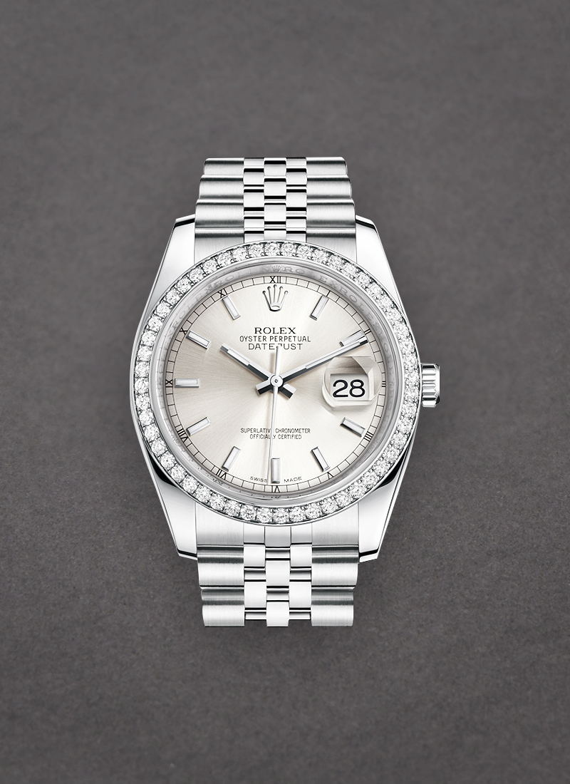 Rolex Unworn Datejust 36mm in Steel with Diamond Bezel