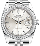 Datejust 36mm in Steel with Diamond Bezel on Jubilee Bracelet with Silver Stick Dial