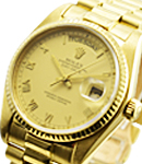 President 36mm in Yellow Gold with Fluted Bezel on President Bracelet with Champagne Roman Dial