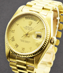 President 36mm in Yellow Gold with Fluted Bezel on President Bracelet with Champagne Roman Dial