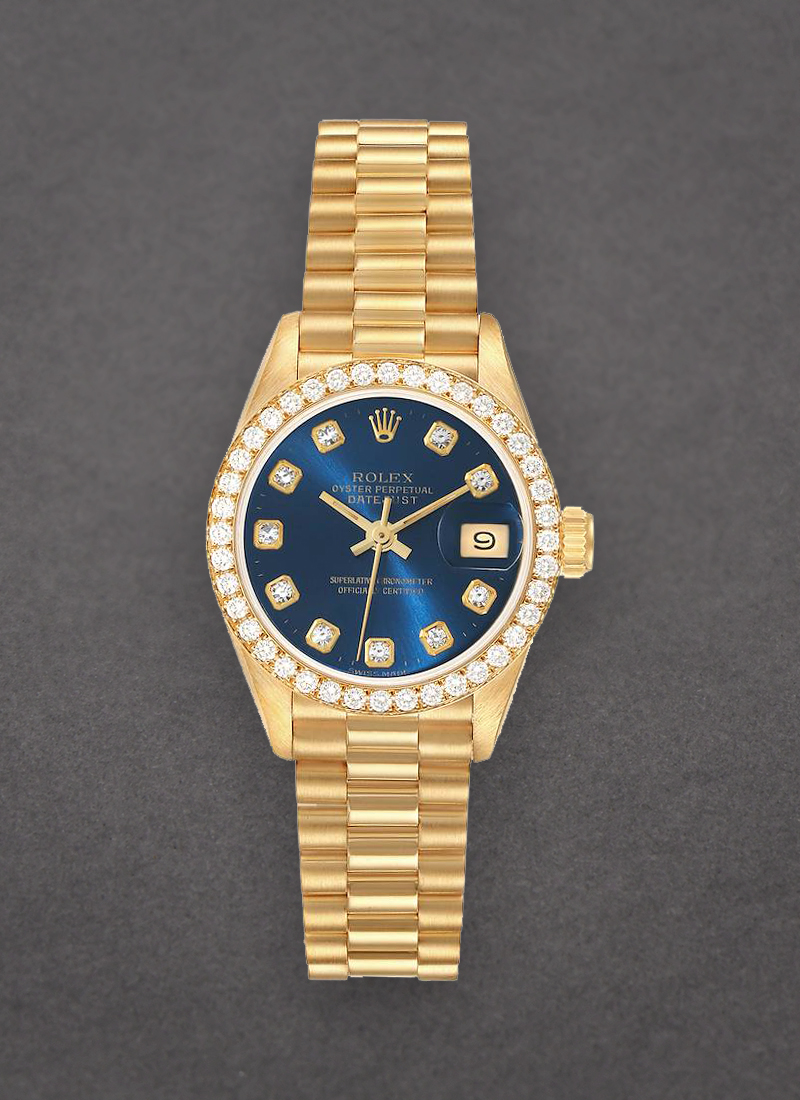 Pre-Owned Rolex Ladies President in Yellow Gold with Diamond Bezel