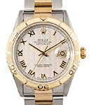 Datejust 36mm in Steel with Yellow Gold Turn-O-Graph Bezel on Oyster Bracelet with Ivory Pyramid Roman Dial