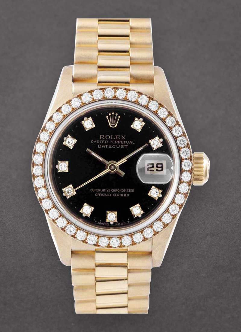 Pre-Owned Rolex Ladies President in Yellow Gold with Diamond Bezel