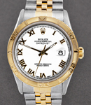 Datejust 36mm in Steel with Yellow Gold Turn O Graph Bezel on Jubilee Bracelet with White Roman Dial