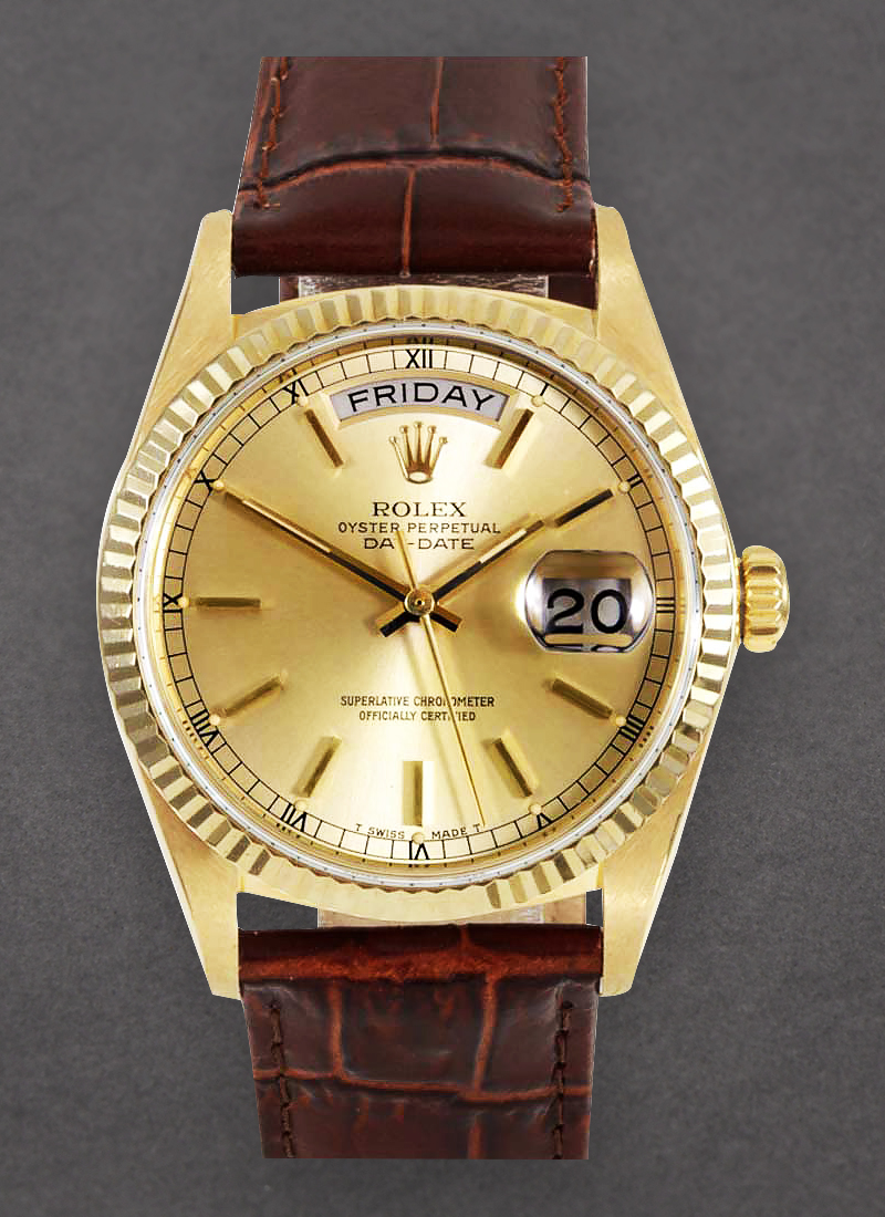 Pre-Owned Rolex President Day Date 36mm in Yellow Gold with Fluted Bezel