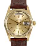 President Day Date 36mm in Yellow Gold with Fluted Bezel on Strap with Champagne Stick Dial