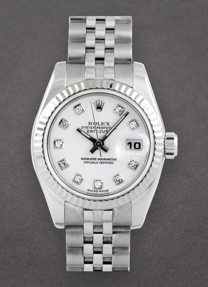 Pre-Owned Rolex Datejust Lady's in Steel with White Gold Fluted Bezel