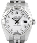 Datejust Lady's in Steel with White Gold Fluted Bezel on Steel Jubilee Bracelet with White Diamond Dial
