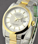 Datejust 2-Tone 36mm in Steel with Yellow Gold Domed Bezel on Oyster Bracelet with Rhodium and Silver Stick Dial