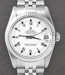 Mid Size Datejust 31mm in Steel with Fluted Bezel on Jubilee Bracelet with White Roman Dial