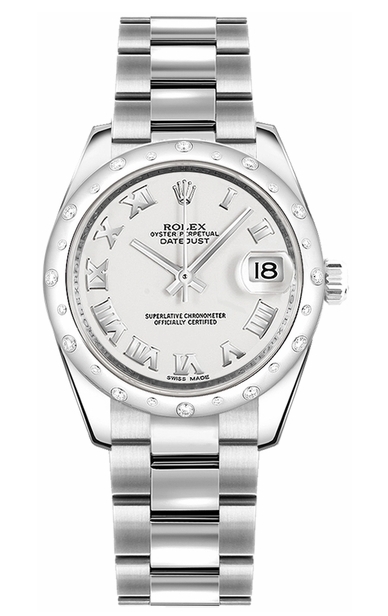 Pre-Owned Rolex Mid Size DateJust 31mm in Steel with Diamond Bezel