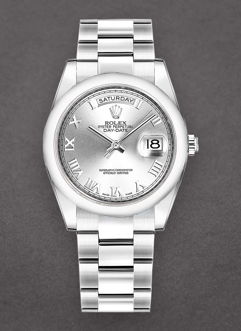 Pre-Owned Rolex Day Date 36mm President in White Gold with Smooth Bezel