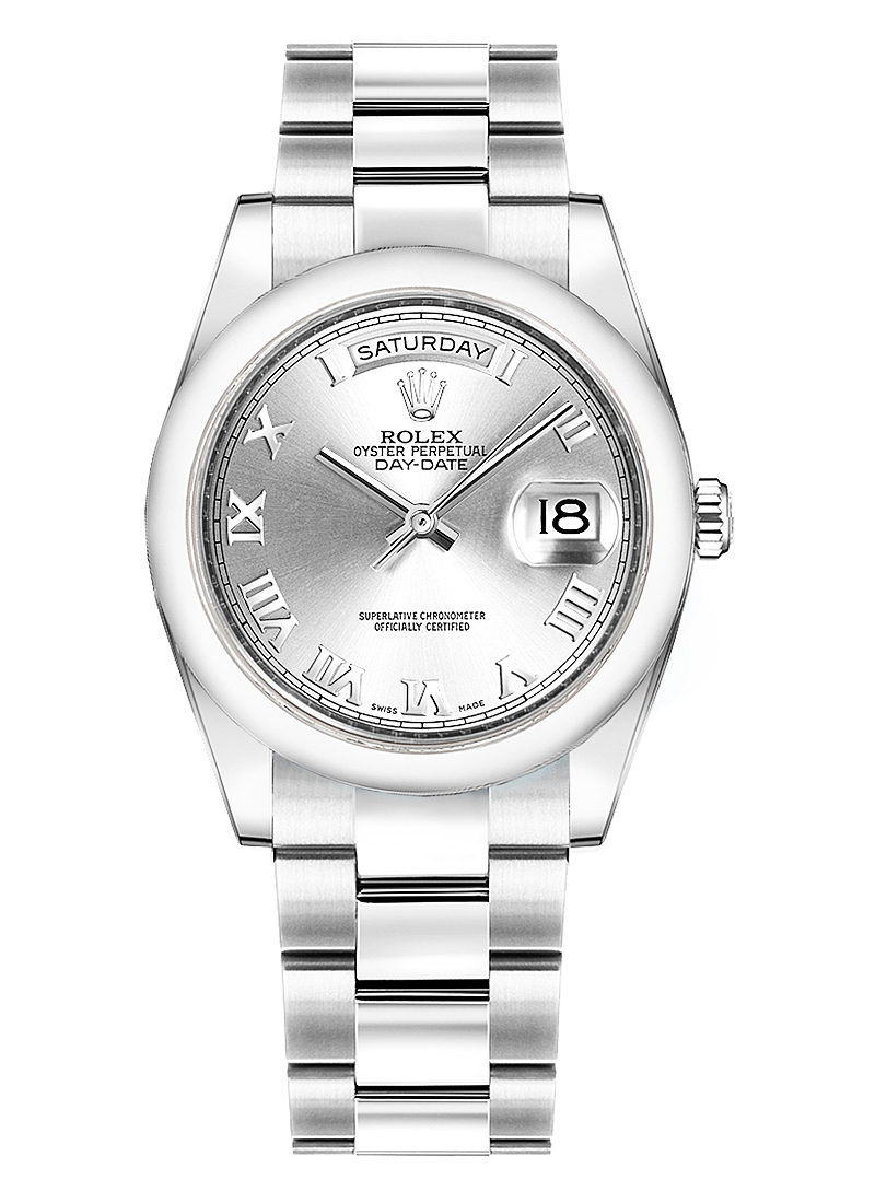 Pre-Owned Rolex Day Date 36mm President in White Gold with Smooth Bezel