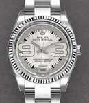 Oyster Perpetual No Date Lady's with White Gold Fluted Bezel on Oyster Bracelet with Silver Maxi Arabic Dial