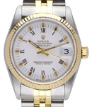 Mid Size Datejust 31mm in Steel with Yellow Gold Fluted Bezel   on Jubilee Bracelet with Ivory Roman Dial