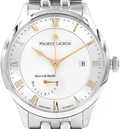 Masterpiece Power Reserve Date in Stainless Steel on Steel Bracelet with Silver Guilloche Dial - Gold Markers