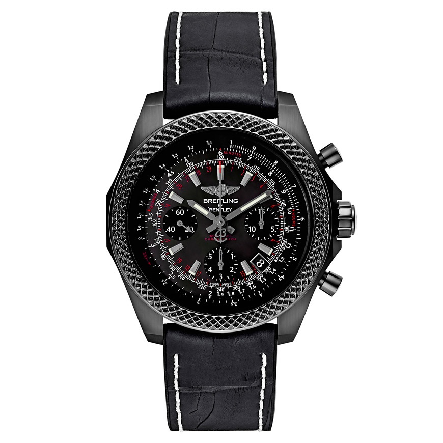 Bentley B06 S Chronograph 44mm Automatic in Steel on Black Rubber Strap with Black MOP Dial