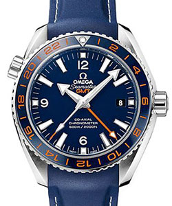 Seamaster Planet Ocean GMT in Steel with Blue Bezel on Blue Rubber Strap with Blue Dial Skeleton Back