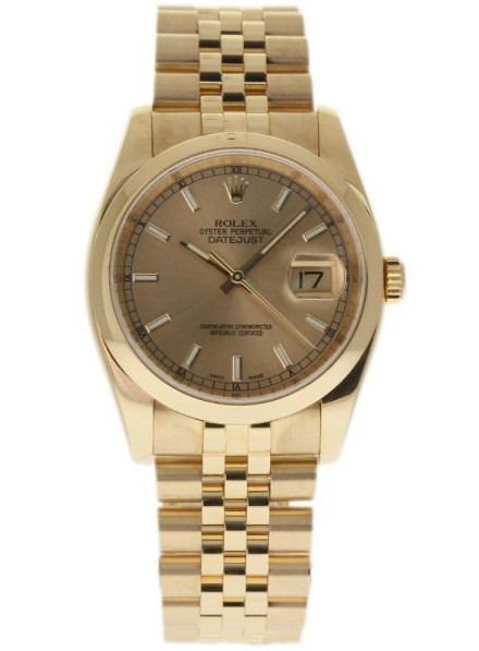 Pre-Owned Rolex Datejust 36mm in Yellow Gold with Smooth Bezel